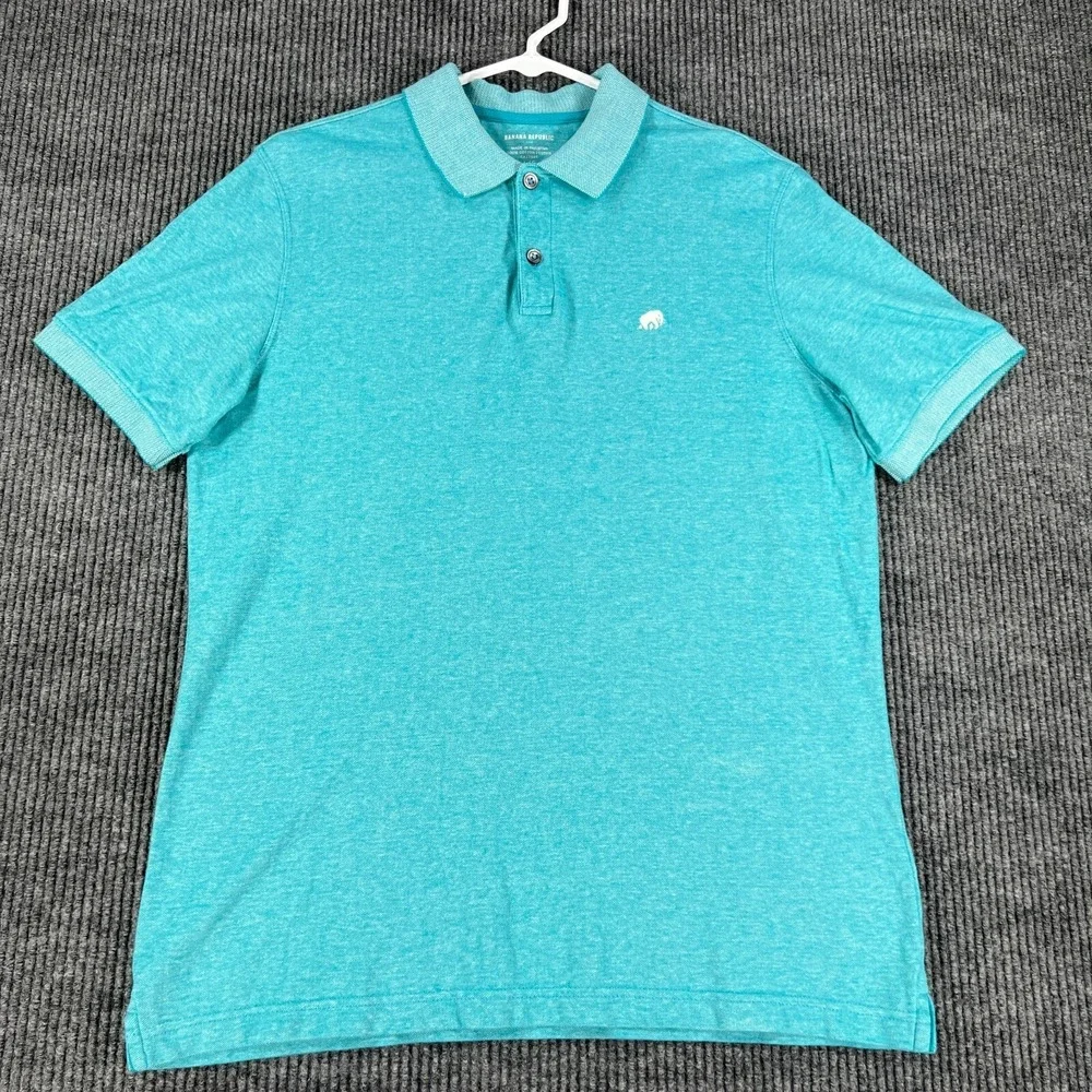 Banana Republic Polo Shirt Mens Large Green Short Sleeve Casual Comfort Light